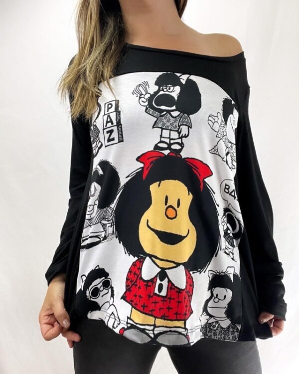 Polera Manga Larga Mafalda Dibujos - Imagen 3