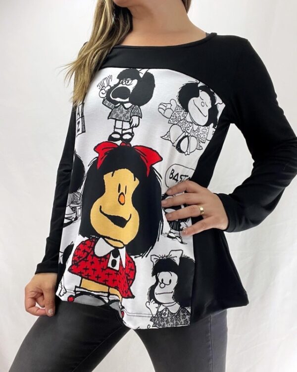 Polera Manga Larga Mafalda Dibujos - Imagen 2