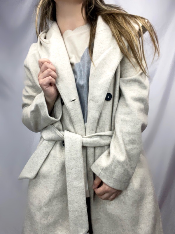 Abrigo de Paño de Lana Blanco Invierno Ivana