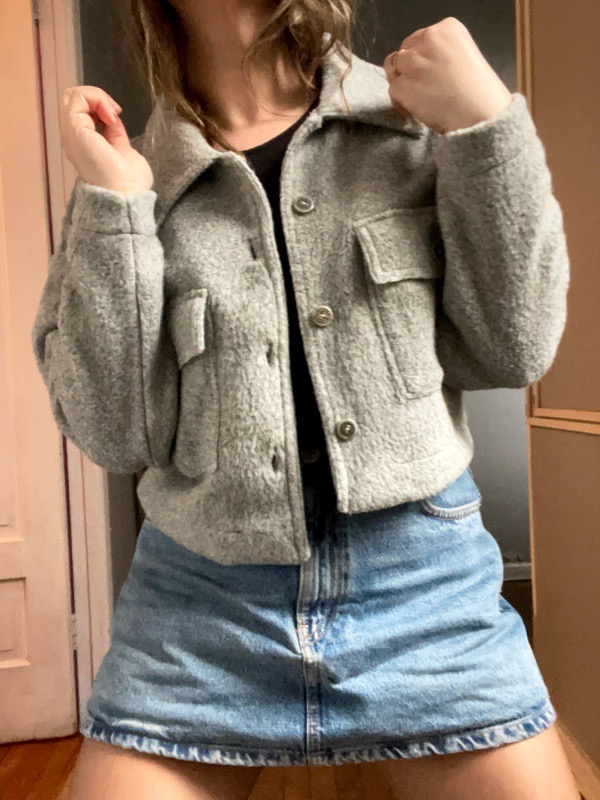 Chaqueta Corta Polar Gris Margarita