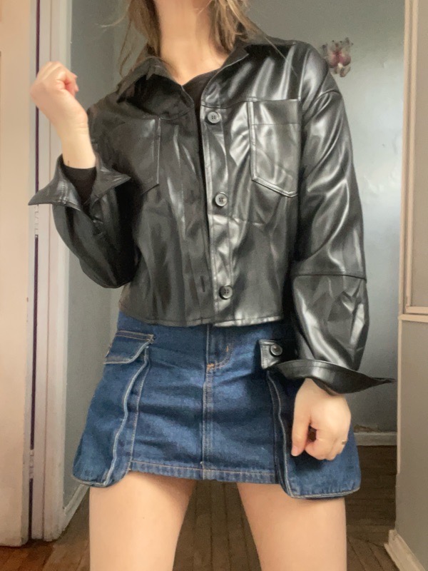 Chaqueta Negra Ecocuero Angelina