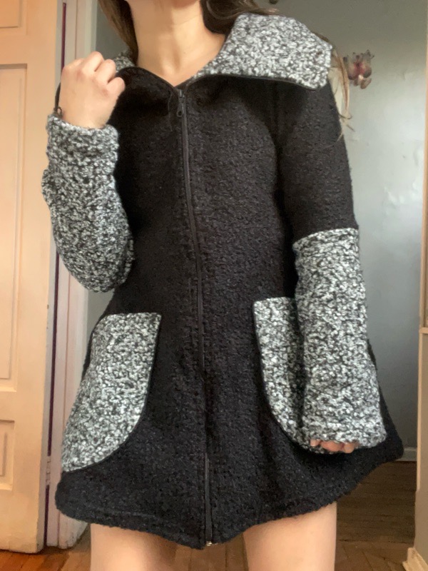 Abrigo Negro Con Gris Valentina