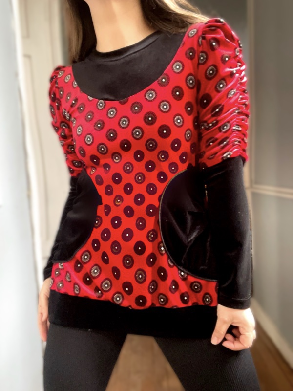 Poleron Terciopelo Rojo Mandalas Katina