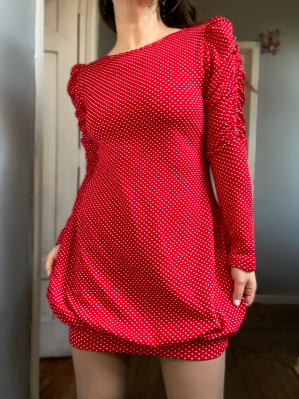 Vestido Rojo Con Lunares Blancos Freya