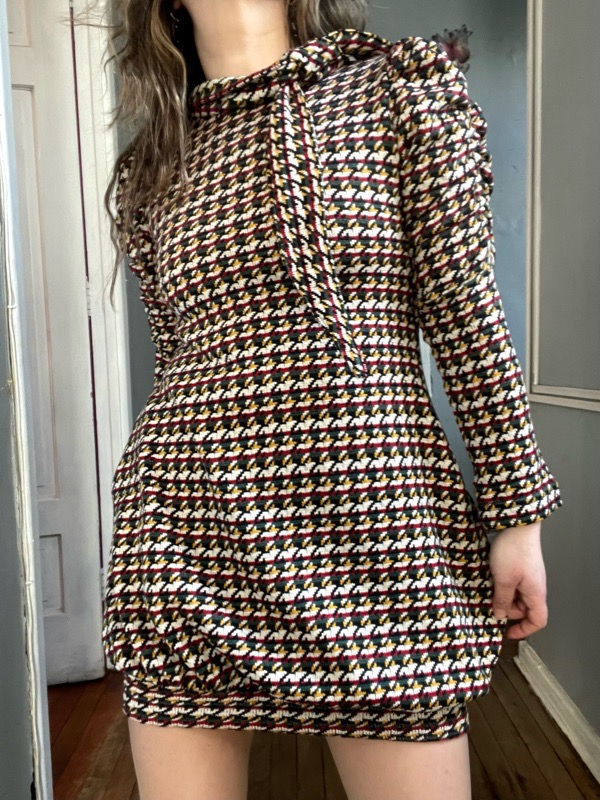 Vestido Estampado Multicolor Pied de Poule Giulia