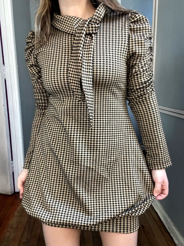 Vestido Estampado Pied de Poule Giulia