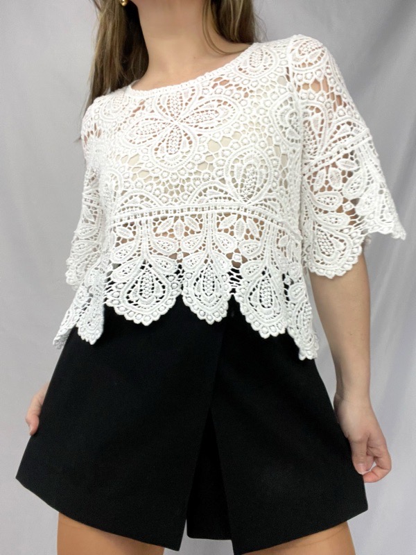Polera Blanca Tejida Dulce Clara
