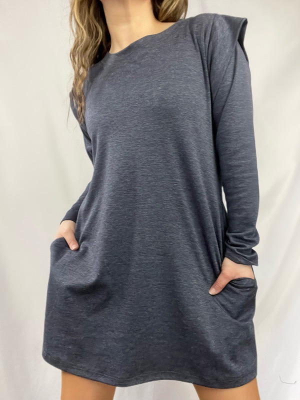 Vestido Manga Larga Gris Marengo Antonella