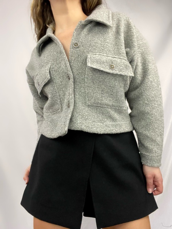 Chaqueta Corta Polar Gris Margarita