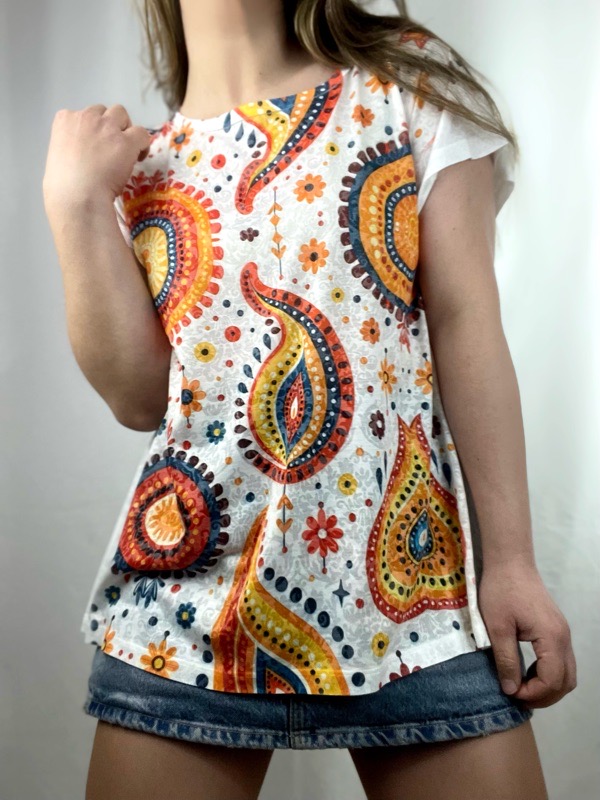 Polera Blanca Algodon Etnica Brasil