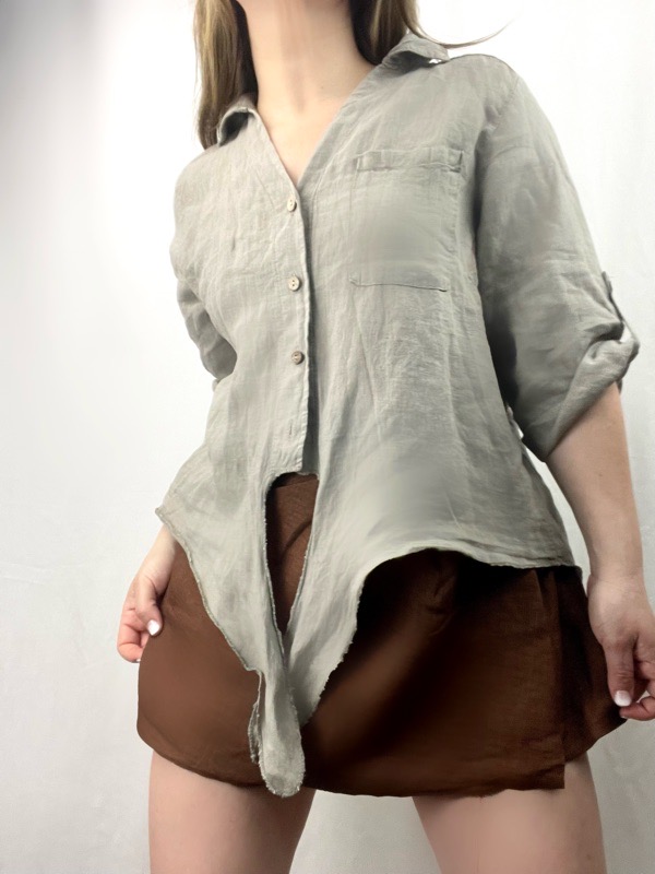 Camisa Arena Lino Italiano Iris