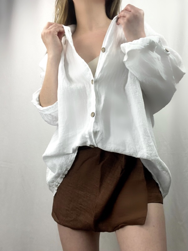 Camisa Blanca Lino Italiano Natural Gaia - Imagen 3