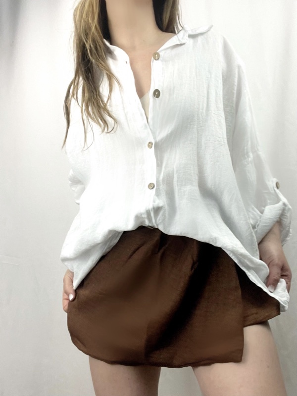 Camisa Blanca Lino Italiano Natural Gaia