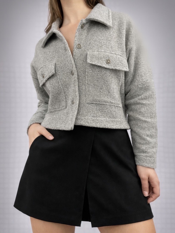 Chaqueta Corta Polar Gris Margarita