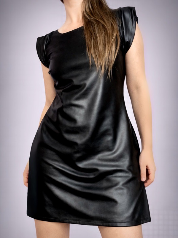 Vestido Negro Ecocuero Antonella