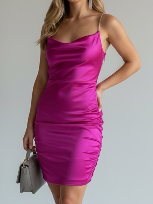 Vestido Gala Fucsia Satinado