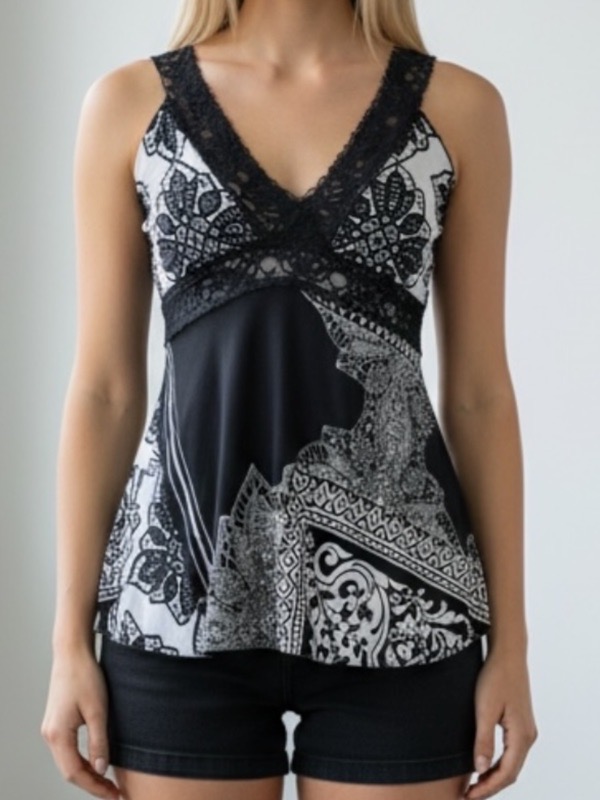 Blusa Valentina Estampada Encaje Elegante