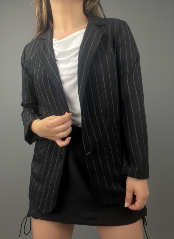 Blazer Negro Rayas Parisinas Madeleine - Imagen 2