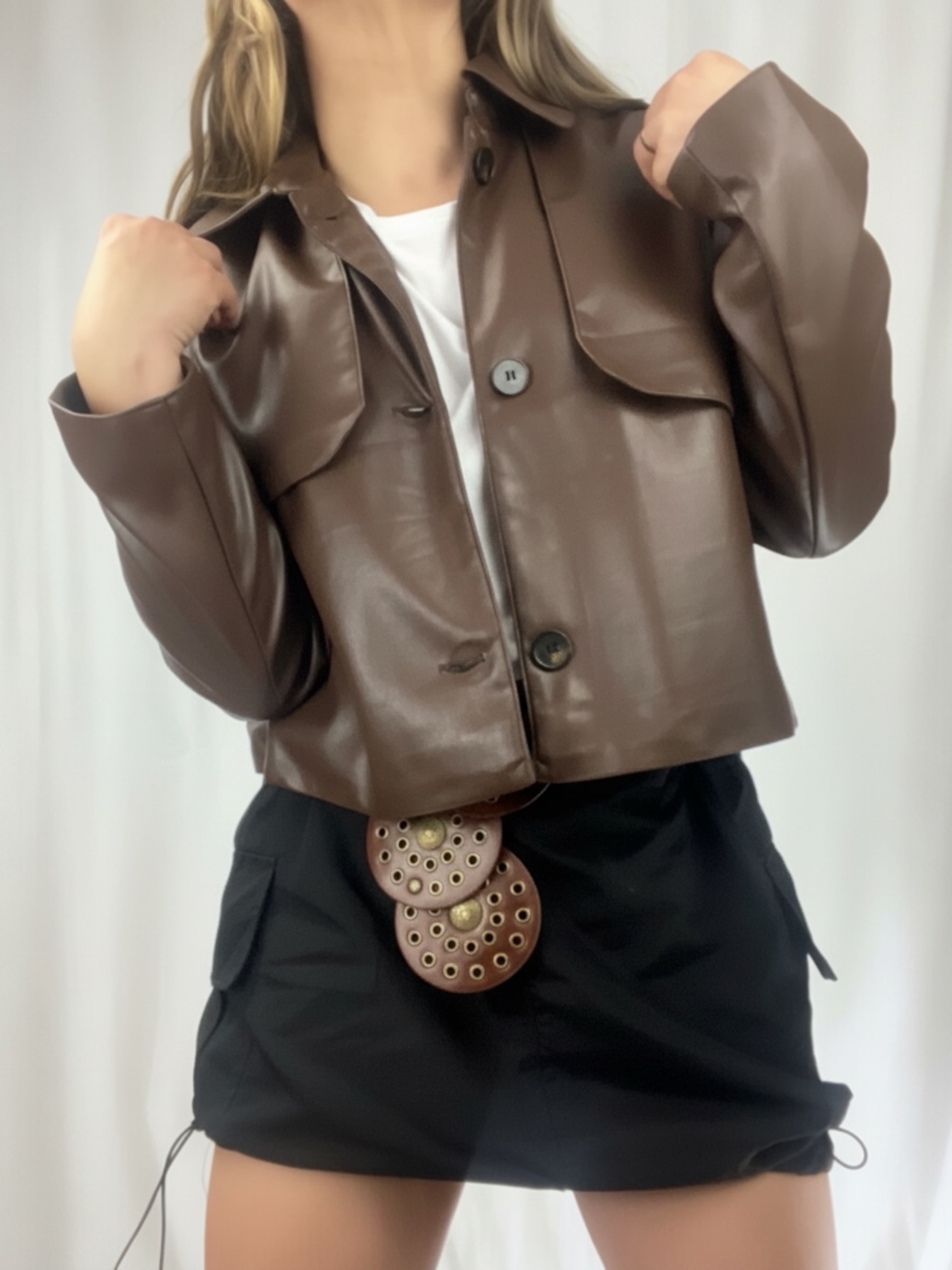 Chaqueta Élodie Café Eco Cuero