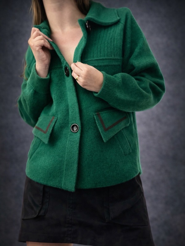 Chaqueta Valentina Paño de Lana Elasticado Verde