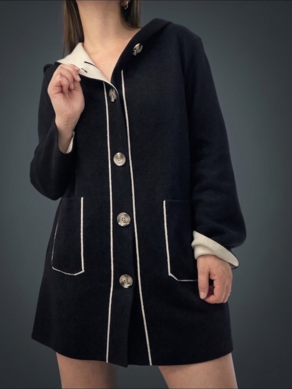 Abrigo Isabella Paño Elasticado con Contraste