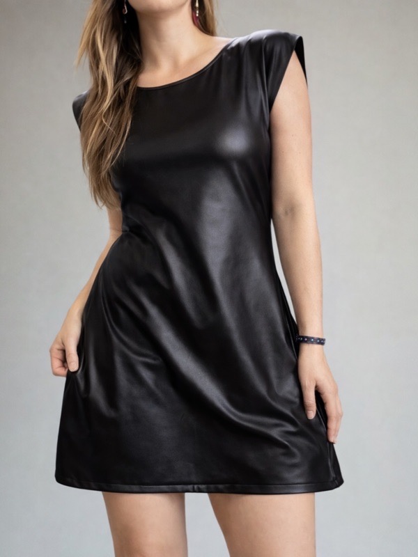 Vestido Negro Ecocuero Antonia