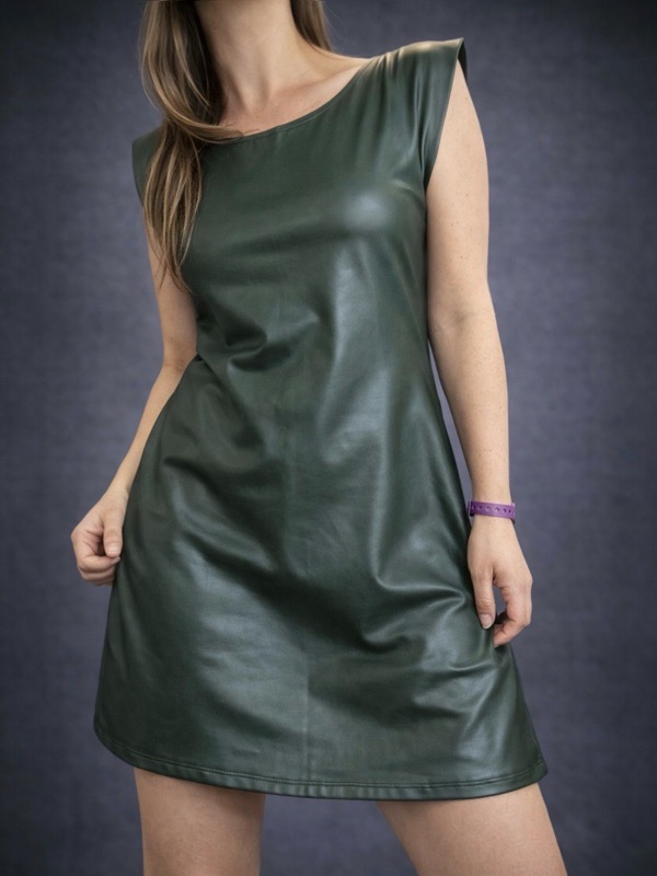 Vestido Verde Ecocuero Antonia