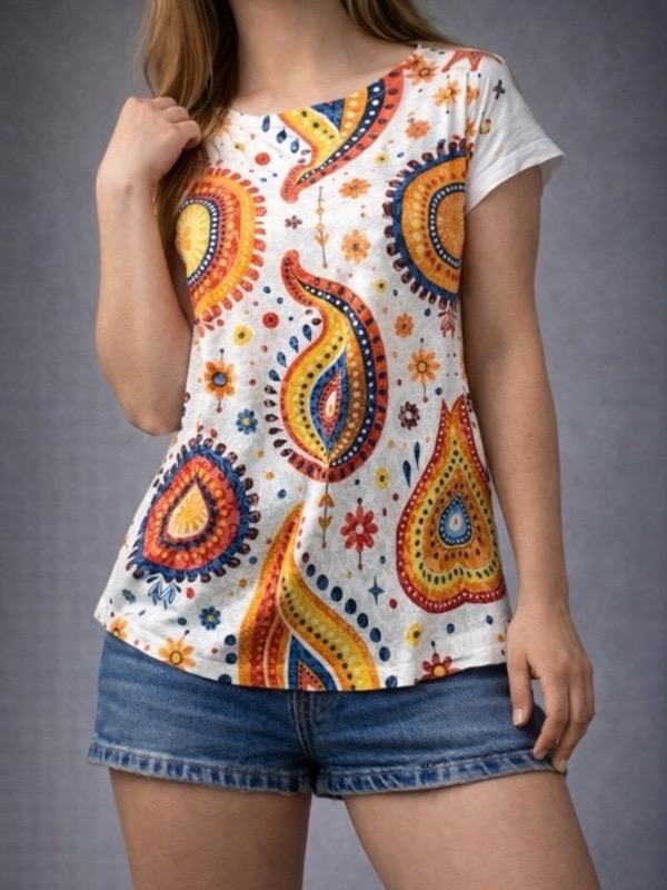 Polera Blanca Algodon Etnica Brasil