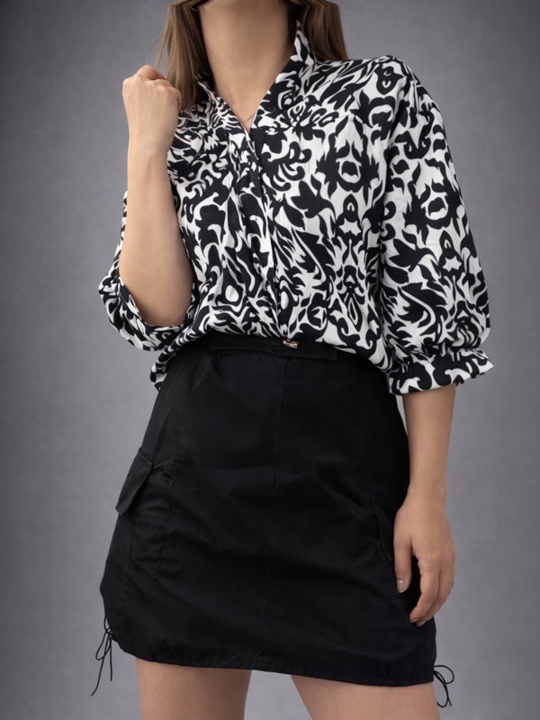 Blusa Camille Noir Viscosa Estampada