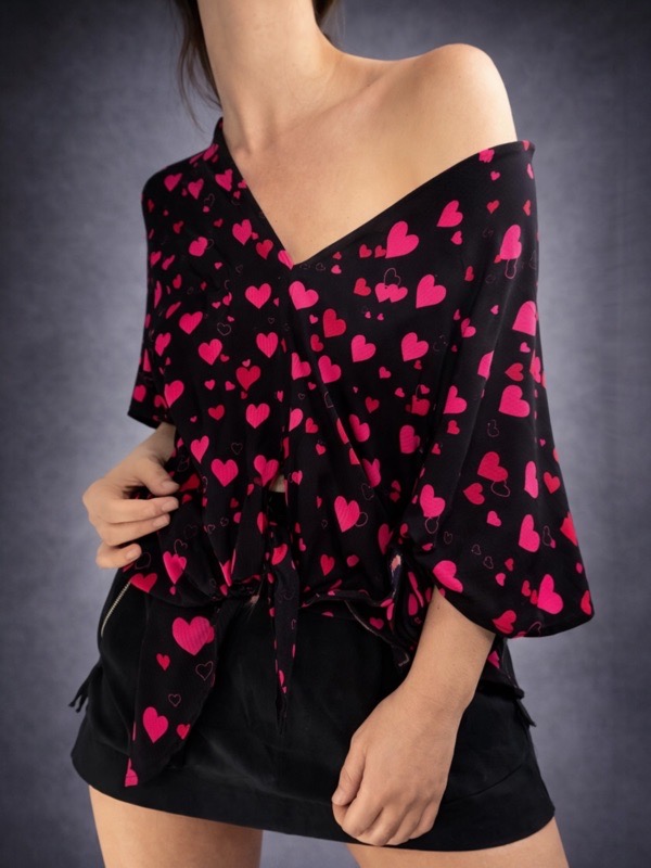 Blusa Algodón Corazones Rose