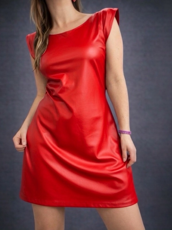 Vestido Rojo De Ecocuero