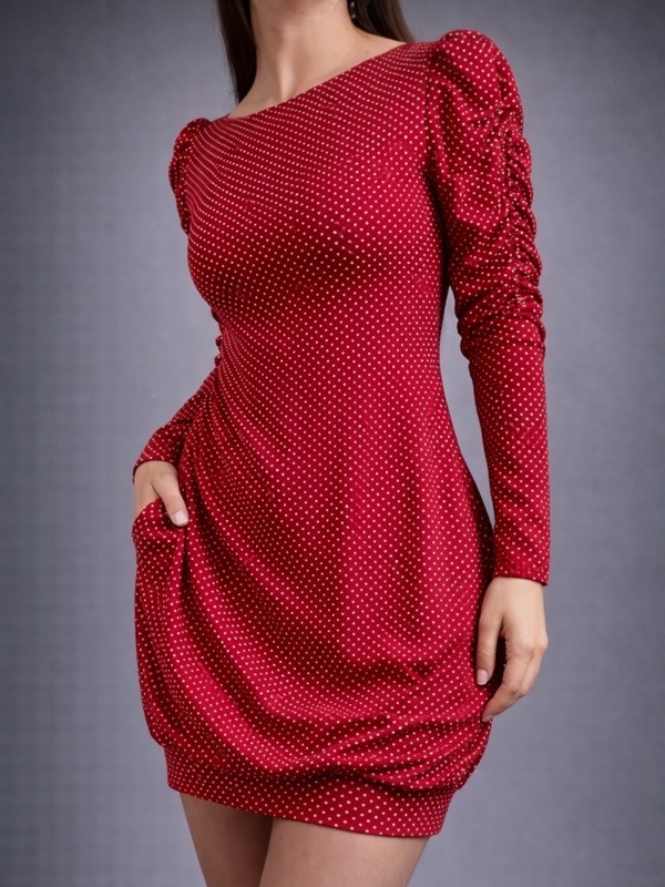 Vestido Rojo Con Lunares Blancos Freya