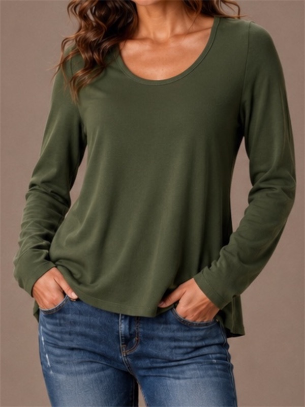 Polera De Algodon Verde Oliva