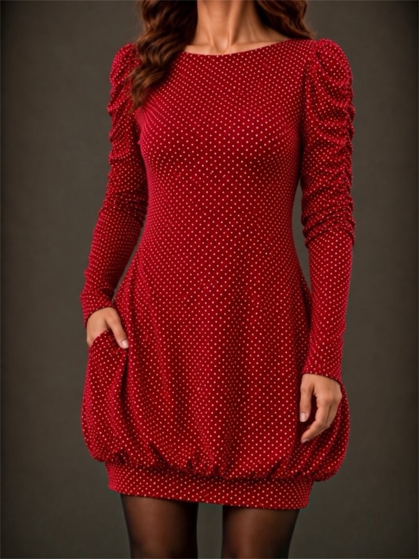 Vestido Rojo Con Lunares Blancos Freya