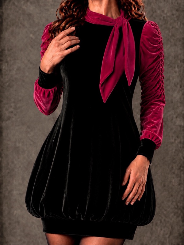 Vestido Velluto Nero Fucsia