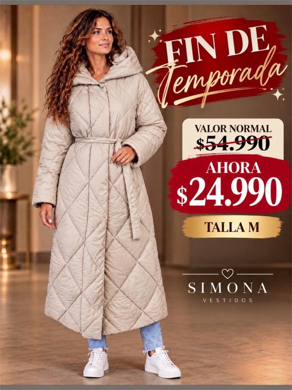 Parka Larga Forrada Gris Claro