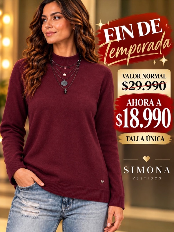 Sweater Burdeos Cuello Redondo