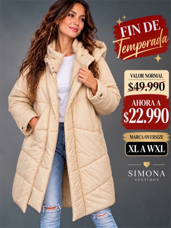 Parka Acolchada Beige Oversize