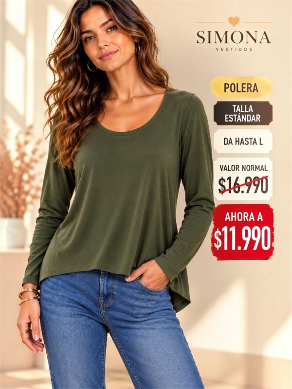 Polera De Algodon Verde Oliva