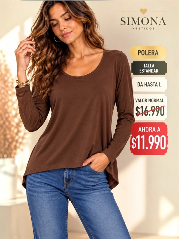 Polera De Algodon Cafe