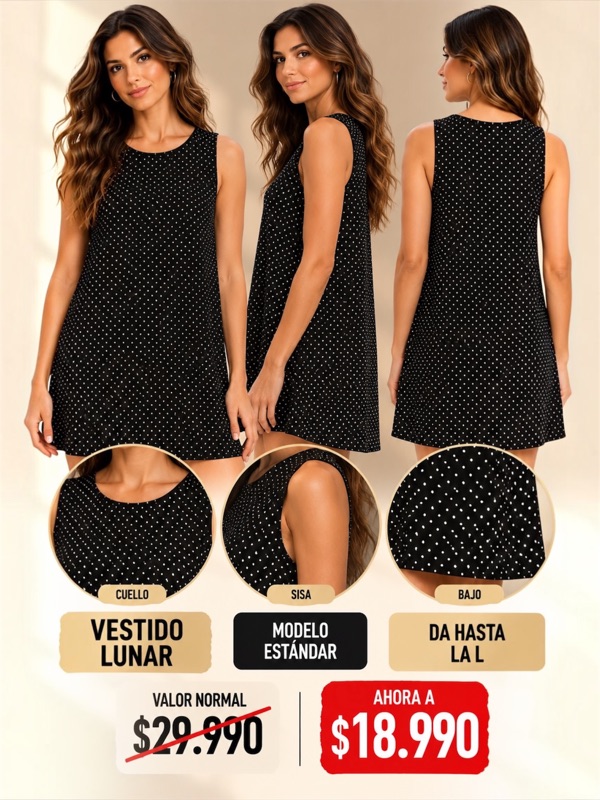 Vestido Negro Lunar