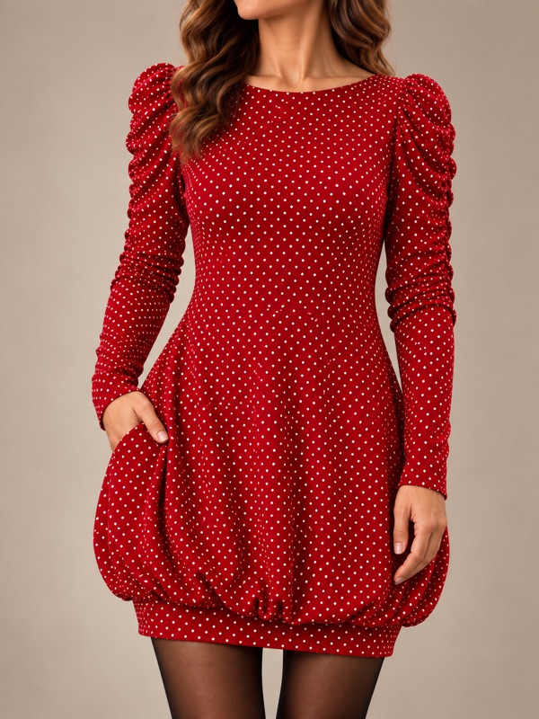 Vestido Rojo Con Lunares Blancos Freya
