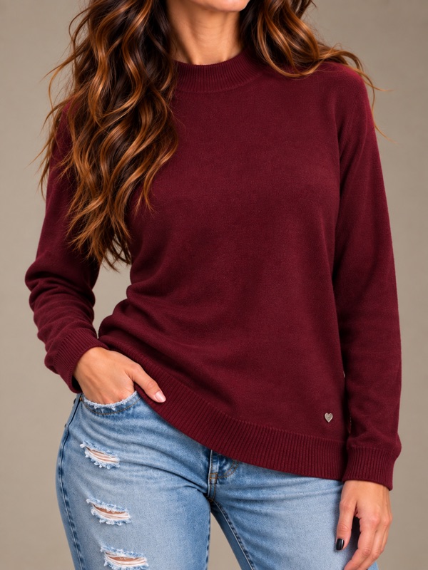Sweater Burdeos Cuello Redondo