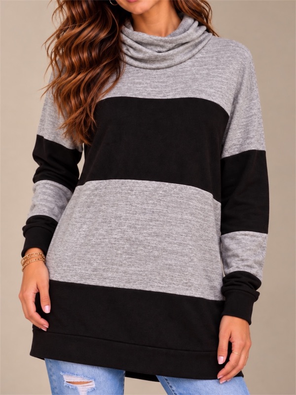 Polera De Lanilla Negro con Blanco