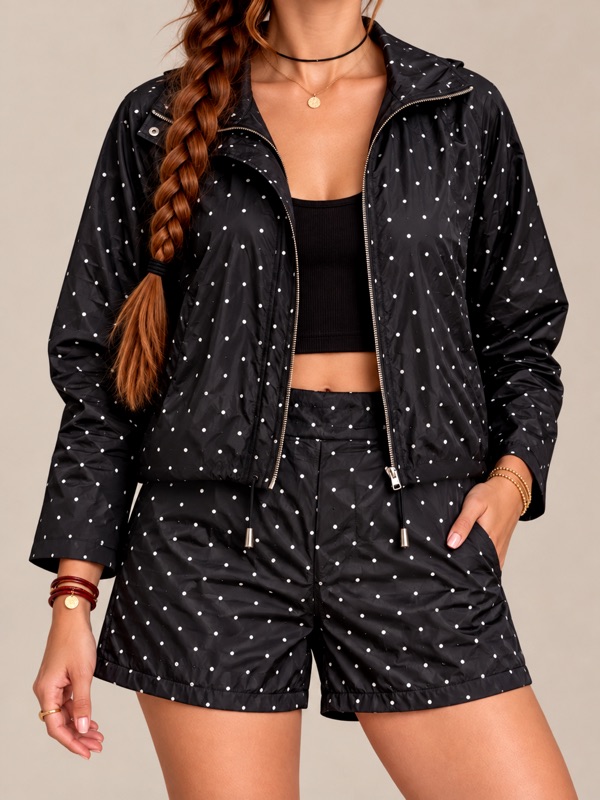 Conjunto Allegra Cortaviento Y Short Lunares